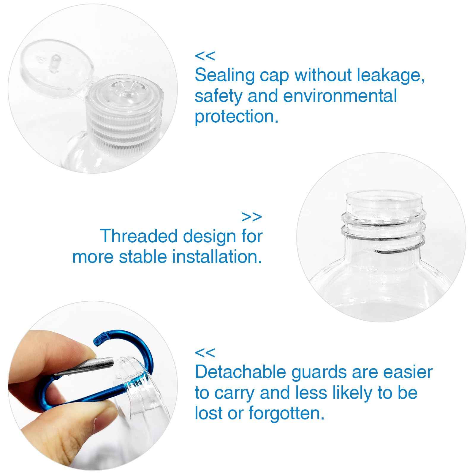 CENNSIOQP 30 Portable Empty Plastic Bottles with Lids and Hooks 50 ml PVC Travel Size Refillable Containers for Hand Sanitizer Lotion Shampoo