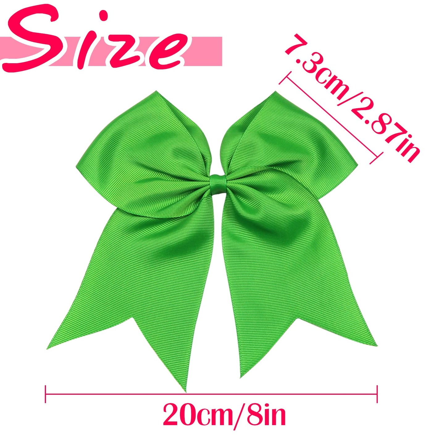 TUUXI 4pcs 8" Large Cheer Bows for Cheerleading Cheerleader Bows Elastics Hair Ties Bands Grosgrain Ribbon Ponytail Holder Team Baseball Softball Tennis White Pink Yellow Green