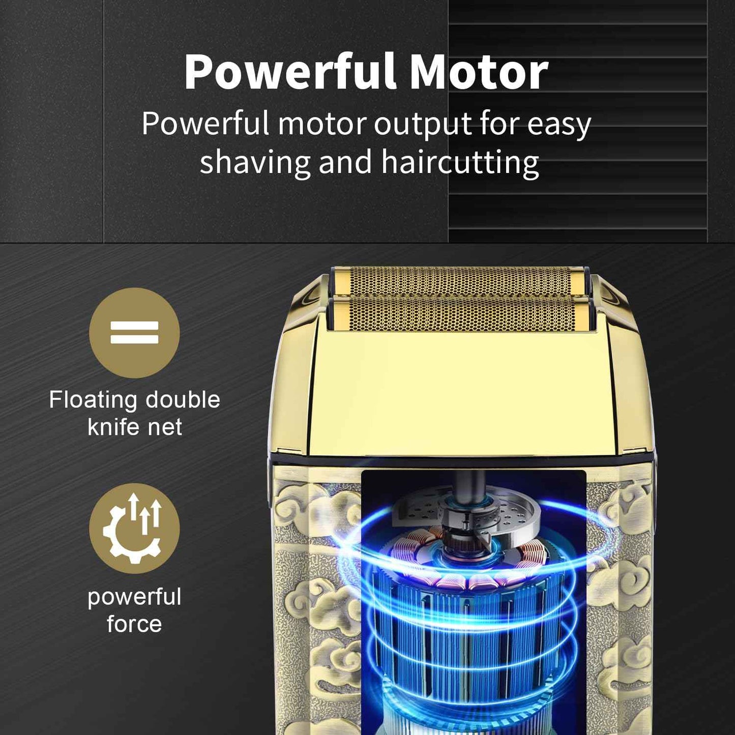 HIENA PRO Professional Foil Shaver for Men, Reciprocating Electric Beard Trimmer, Cordless Bald Head Precision Trimmer with LED, Perfect Gifts for Men(GM)