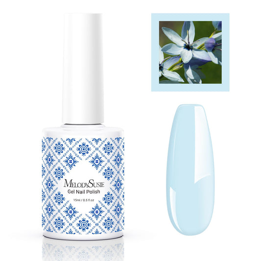 MelodySusie Fleurwee Plant-based UV Gel Nail Polish, Hema Free, 21 Non-Toxic, Light Blue P06, Long Lasting No Chip, Summer Color 2024 Finger Toe Nail Polish, Nail Art Salon Manicure at Home, 0.5 Fl Oz