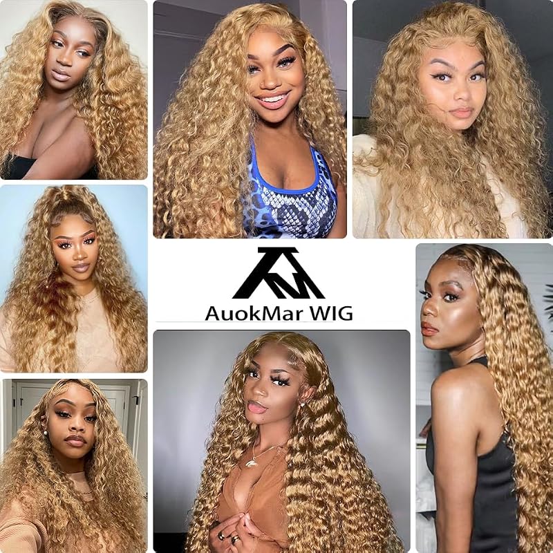 AuokMar Honey Blonde Kinky Curly Hair Bundles - 3 Pack