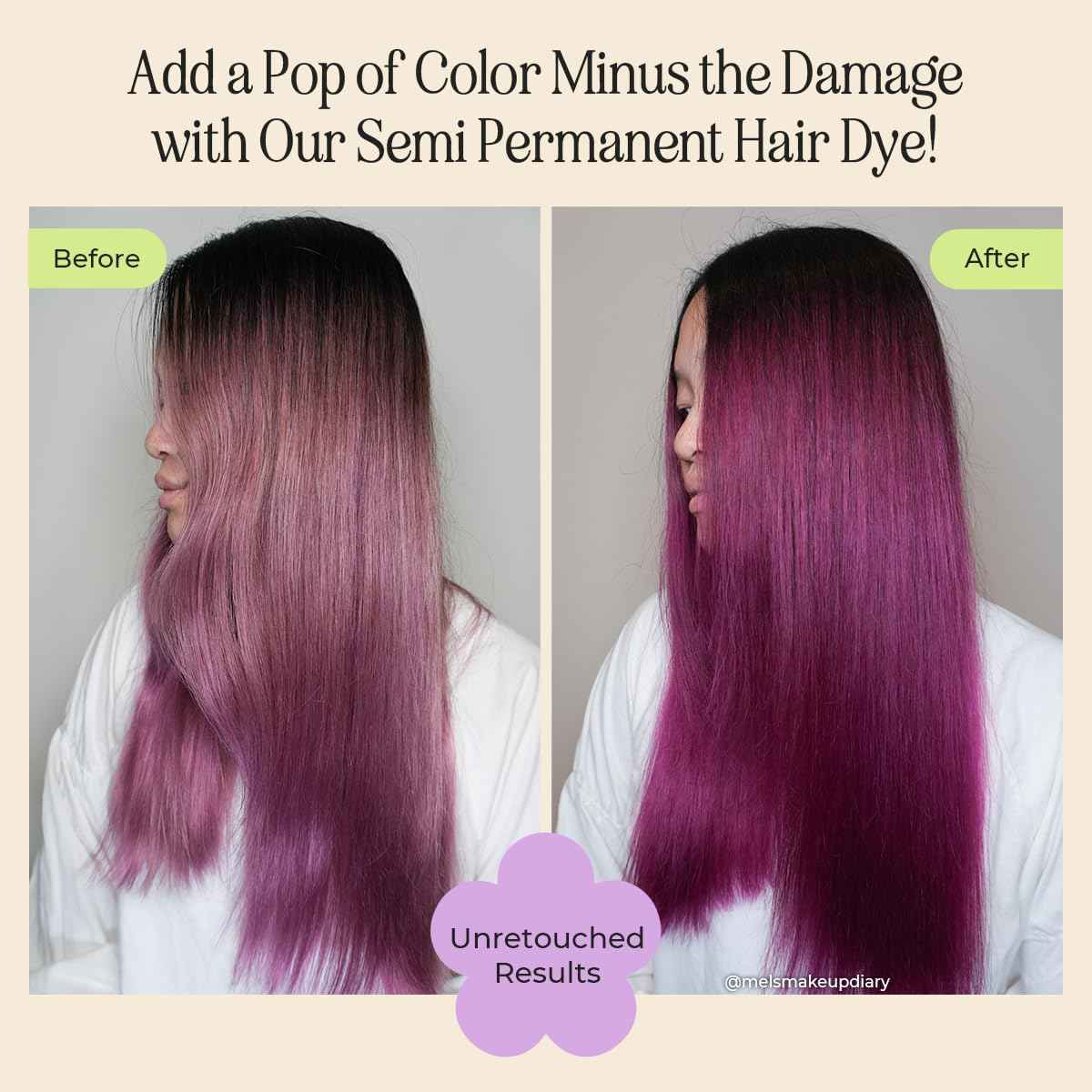 INH Hair Dye Set - Fuchsia Crystal Pink & Violet Semi Permanent Hair Color Duo, Vegan Color Depositing Conditioner, Ammonia & Sulfate-Free, No Bleach, No Peroxide, Ready to Use Bundle, 6oz