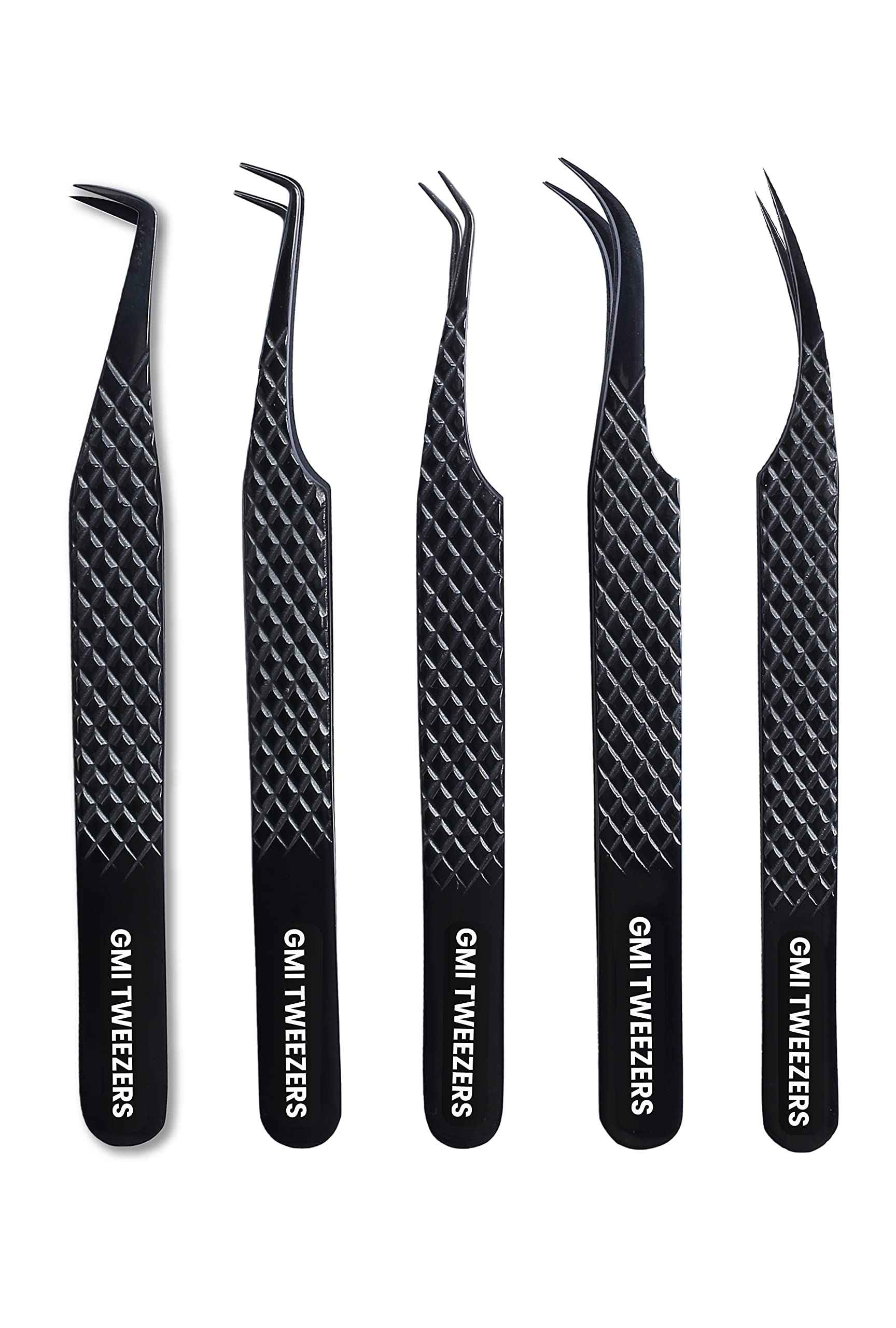GMI TWEEZERS GMI Lash Tweezers - Set of 5 Eyelash Tweezers- Stainless Steel Eyelash Extension Tweezers - Multipurpose Lash Tweezers T2233 Tweezer