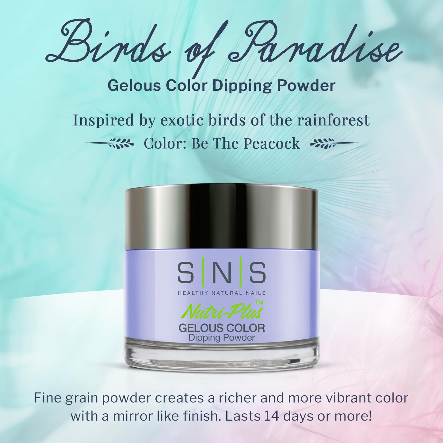 SNS Nail Dip Powder, Gelous Color Dipping Powder - Be The Peacock (Purple, Blue/Violet, Lavender, Cream) - Long-Lasting Dip Nail Color Lasts up to 14 days - Low-Odor & No UV Lamp Required - 1 Oz