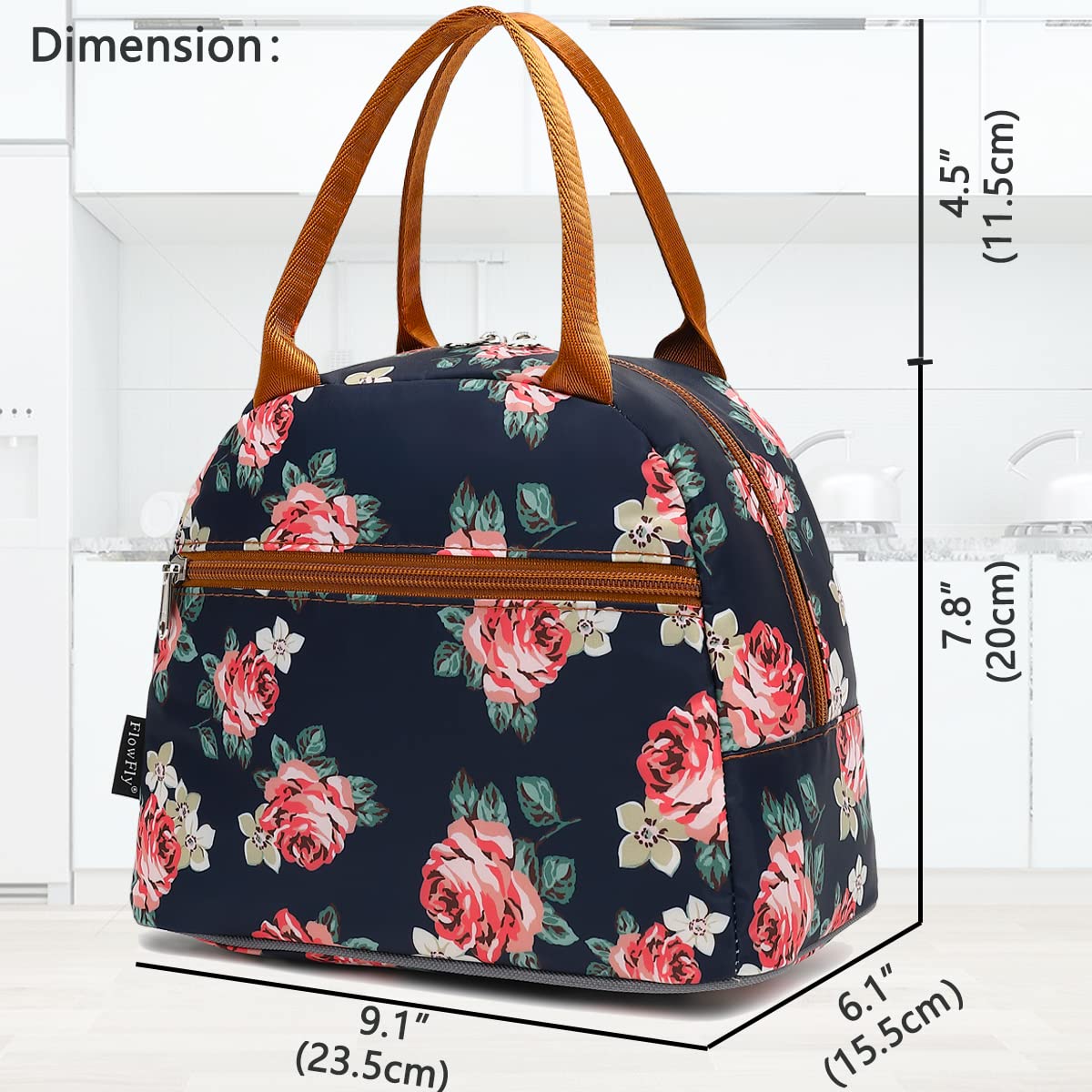 FlowFly Lunch Bag Tote Bag Lunch Organizer Lunch Holder Insulated Lunch Cooler Bag for Women/Men, Rose