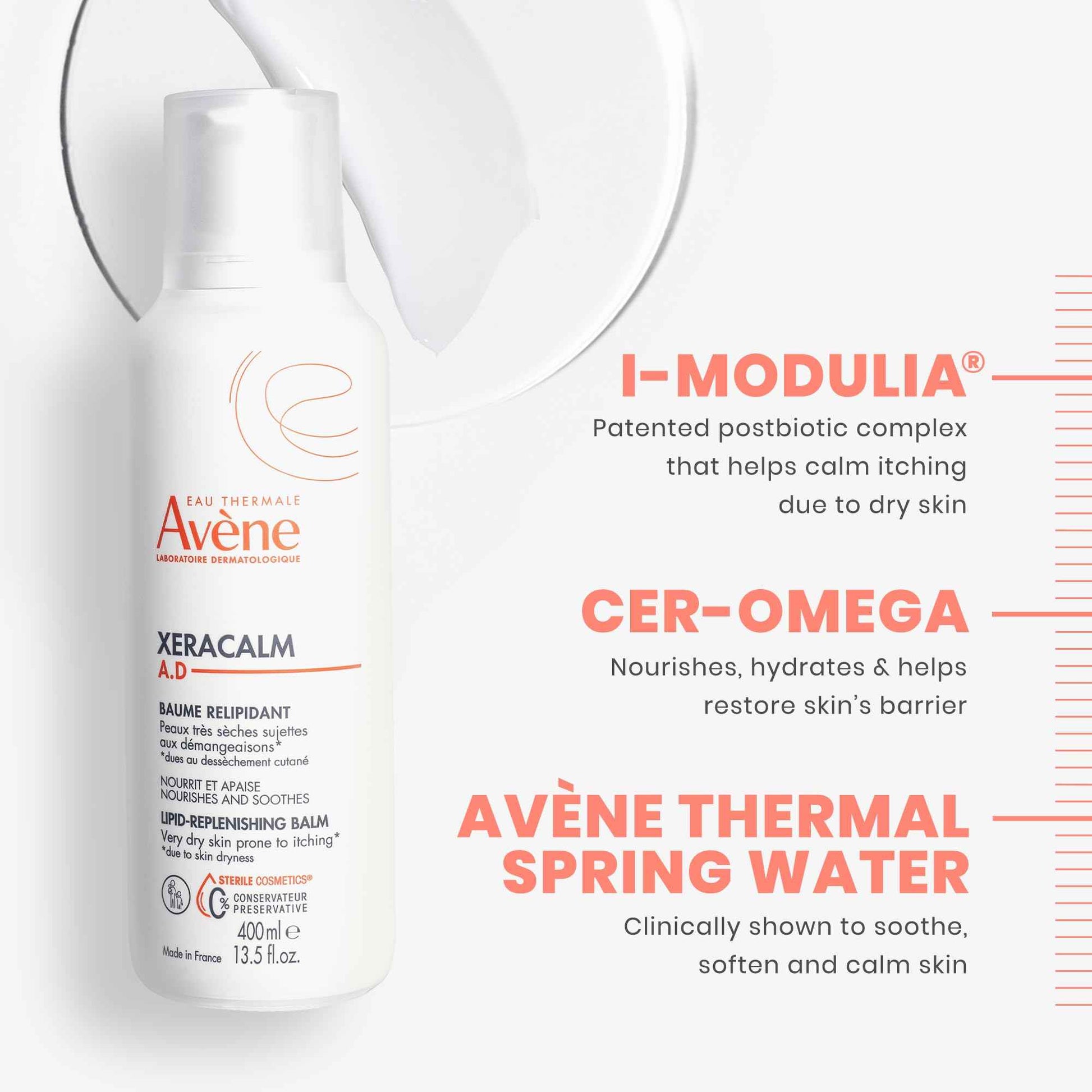 Avène XeraCalm A.D Lipid-Replenishing Balm, Atopic Dermatitis, Eczema-Prone, No Preservatives, Fragrance-Free, 6.7 Oz