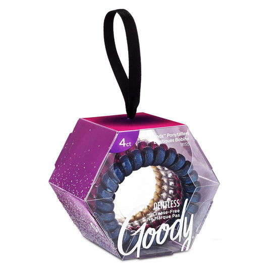 Goody Holiday Ball Coils - 4 Count, Assorted - Jelly Bands Ponytailers Hair Accessories for Men, Women, Boys and Girls to Style With Ease and Keep Your Hair Secured - For All Hair Types