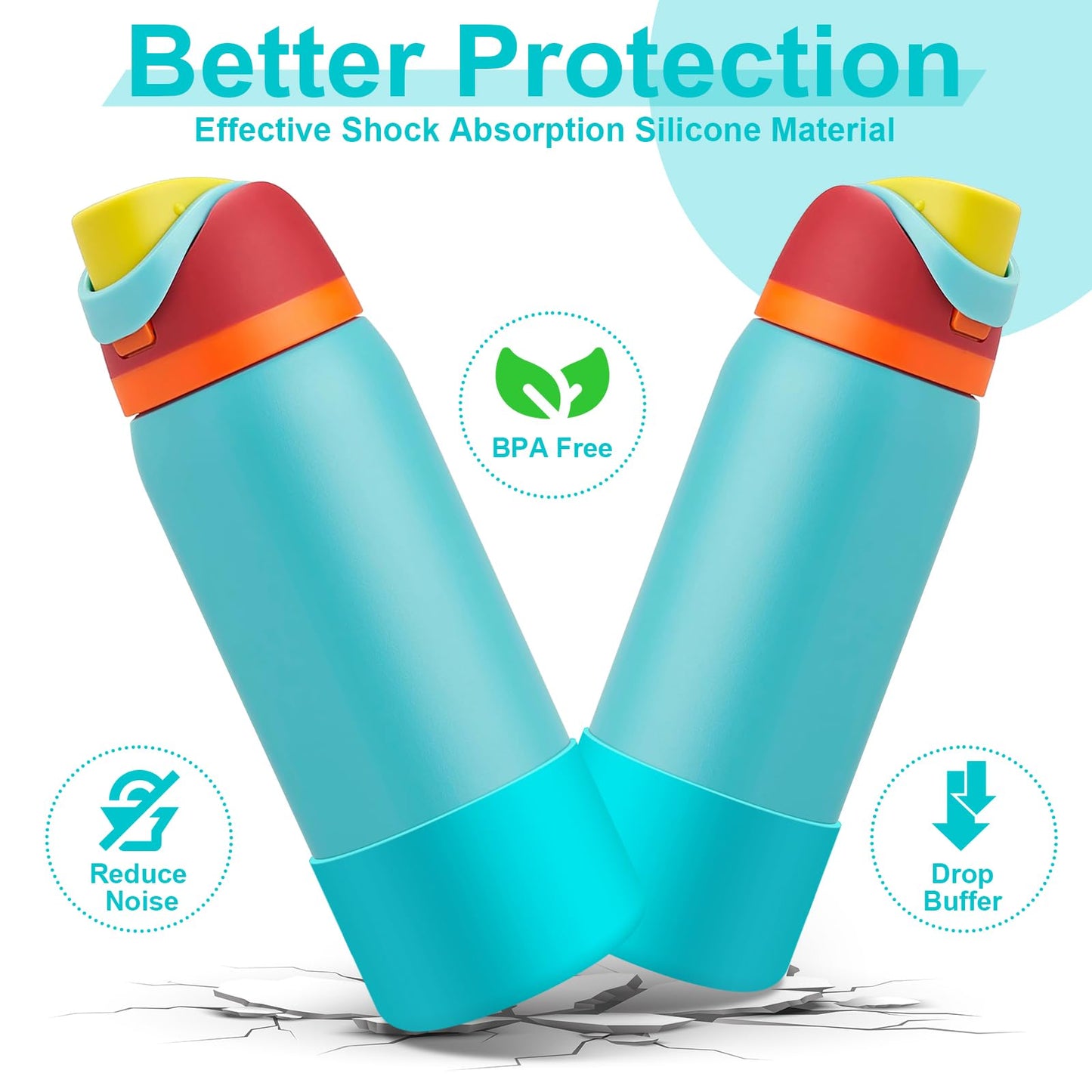 Alwenid 2PCS Silicone Water Bottle Boot for Owala 40 Oz, Anti-Slip Protective Sleeve Bottom Bumper Protector for FreeSip, Twist, and Flip Stainless Steel Water Bottles (Blue)