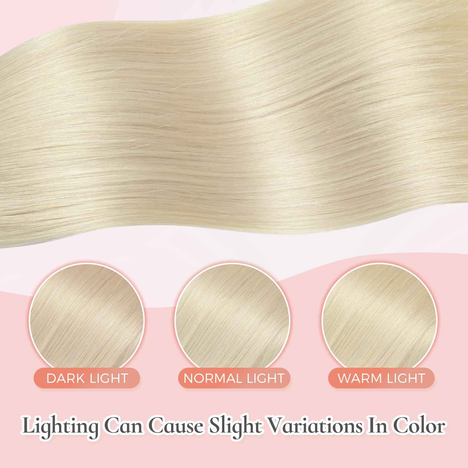 MEI YUAN LIN Clip In Hair Extensions Real Human Hair Platinum Blonde Hair Extensions Clip Ins Silky Soft 18 Inch 5pcs 80g