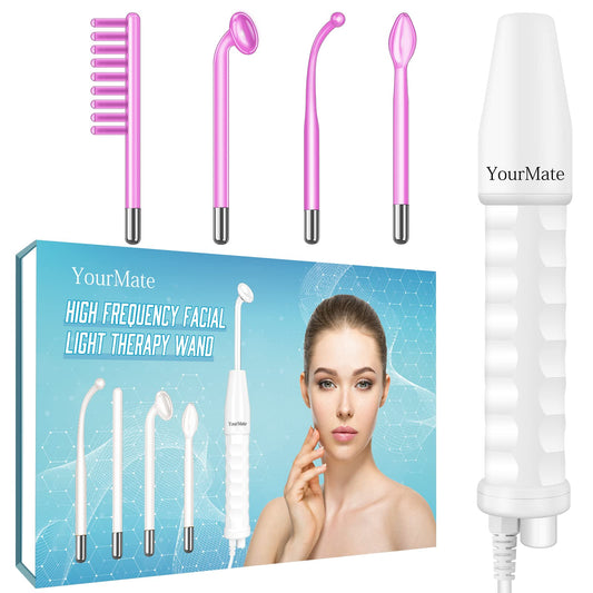 YourMate PhotoTherapy Device High Frequency Facial Wand Machine with Argon Tubes for Face Chin Neck Hair, Facial Skin Wand Machine with 4 Different Tubes