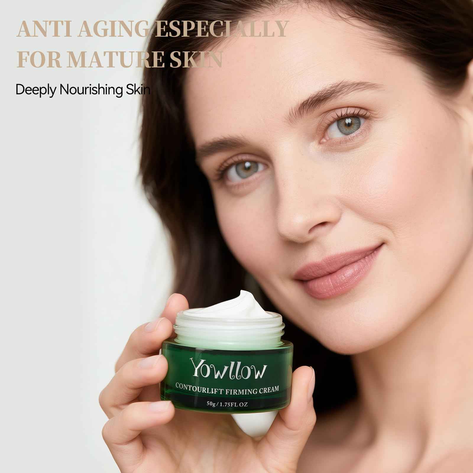 Yowllow Anti-Aging Skin Moisturizer,Hydrating & Firming Skin Cream to Help Face Neck Lifting,Tightening and Reducing Wrinkle,Light Repair Cream for Women Men