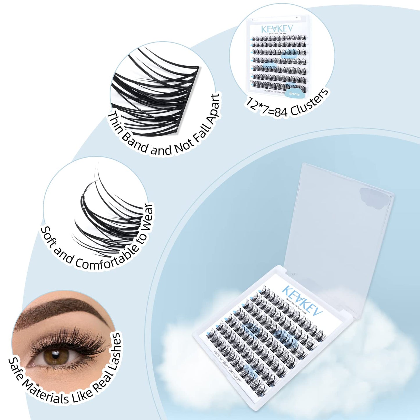 Lash Clusters 84 Pcs Cluster Lashes Eyelash Clusters DIY Cluster Eyelash Extensions Individual Lashes Thin Band & Soft(Haze,C-8-16mix)