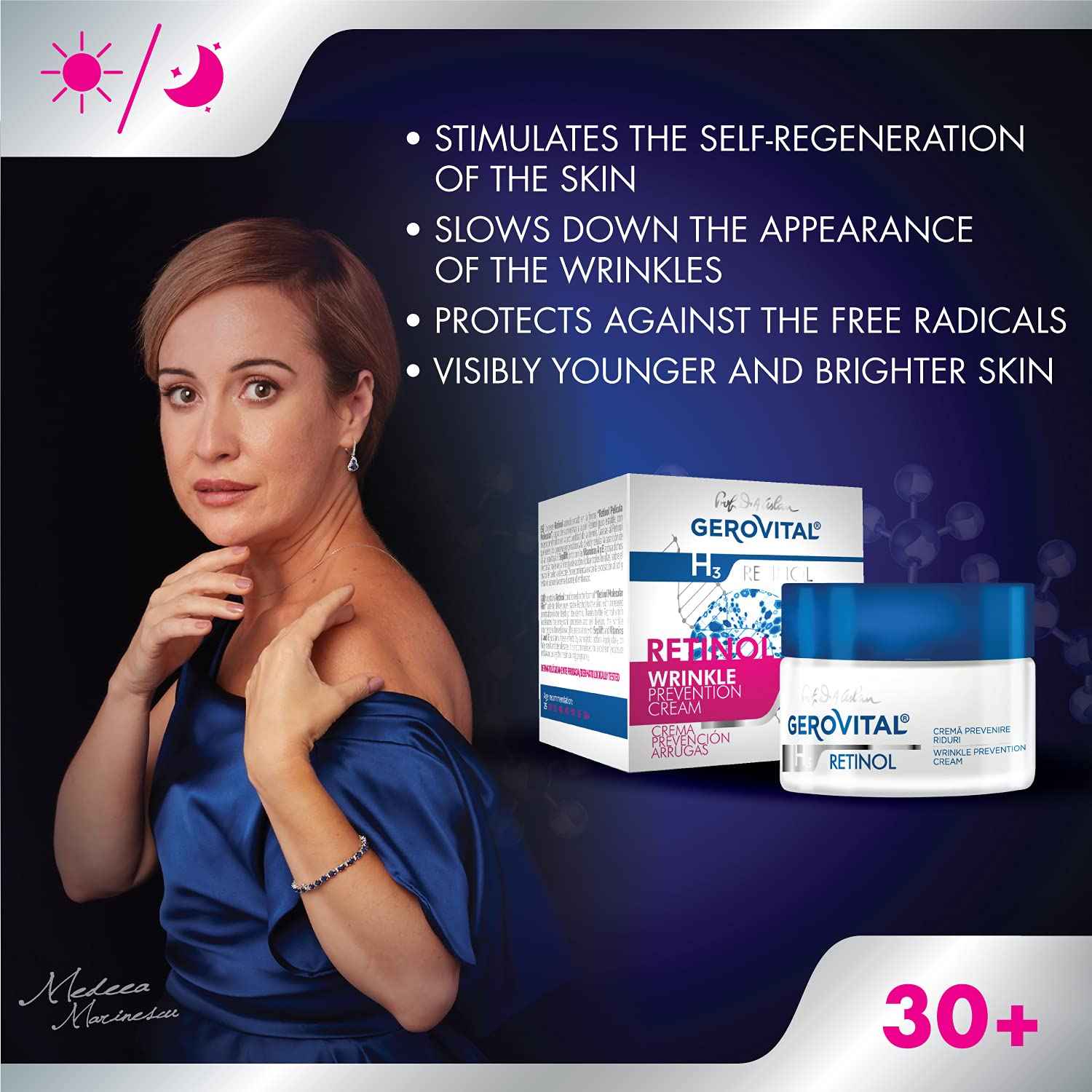 GEROVITAL RETINOL Anti Wrinkle Retinol Cream with Vitamin A and Vitamin E, contains Sepilift Complex, Anti Aging Face Moisturizer with Retinol, 50 mL