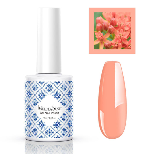 MelodySusie Fleurwee Plant-based UV Gel Nail Polish, Hema Free, 21 Non-Toxic, Light Orange P46 Long Lasting No Chip, Summer Color 2024 Finger Toe Nail Polish, Nail Art Salon Manicure at Home 0.5 Fl Oz