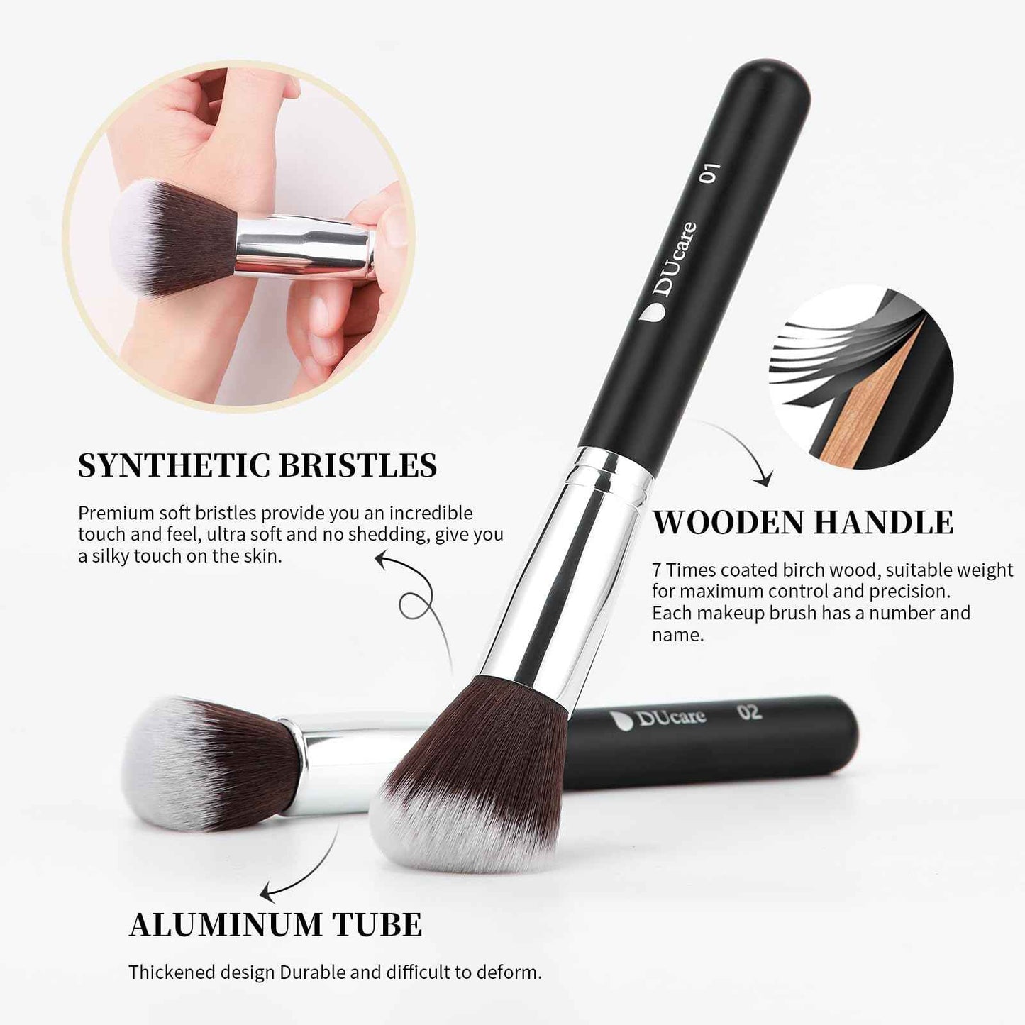DUcare Makeup Brushes with Bag,15Pcs Christmas Makeup Brush Set Travel Kabuki Foundation Blending Blush Eyeliner Shadow Brow Concealer Brushes Kit