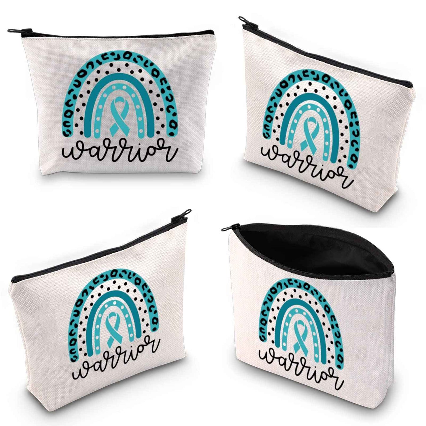 BLUPARK Ovarian Cancer Awareness Makeup Bag - Travel Cosmetic Case - Teal - 10x7.5x2 inches