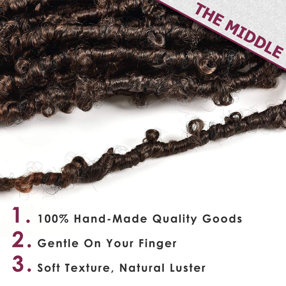 Niseyo 6 Packs Butterfly Locs Crochet Hair 12 Inch Pre Looped Distressed Locs Crochet Braids (T30)