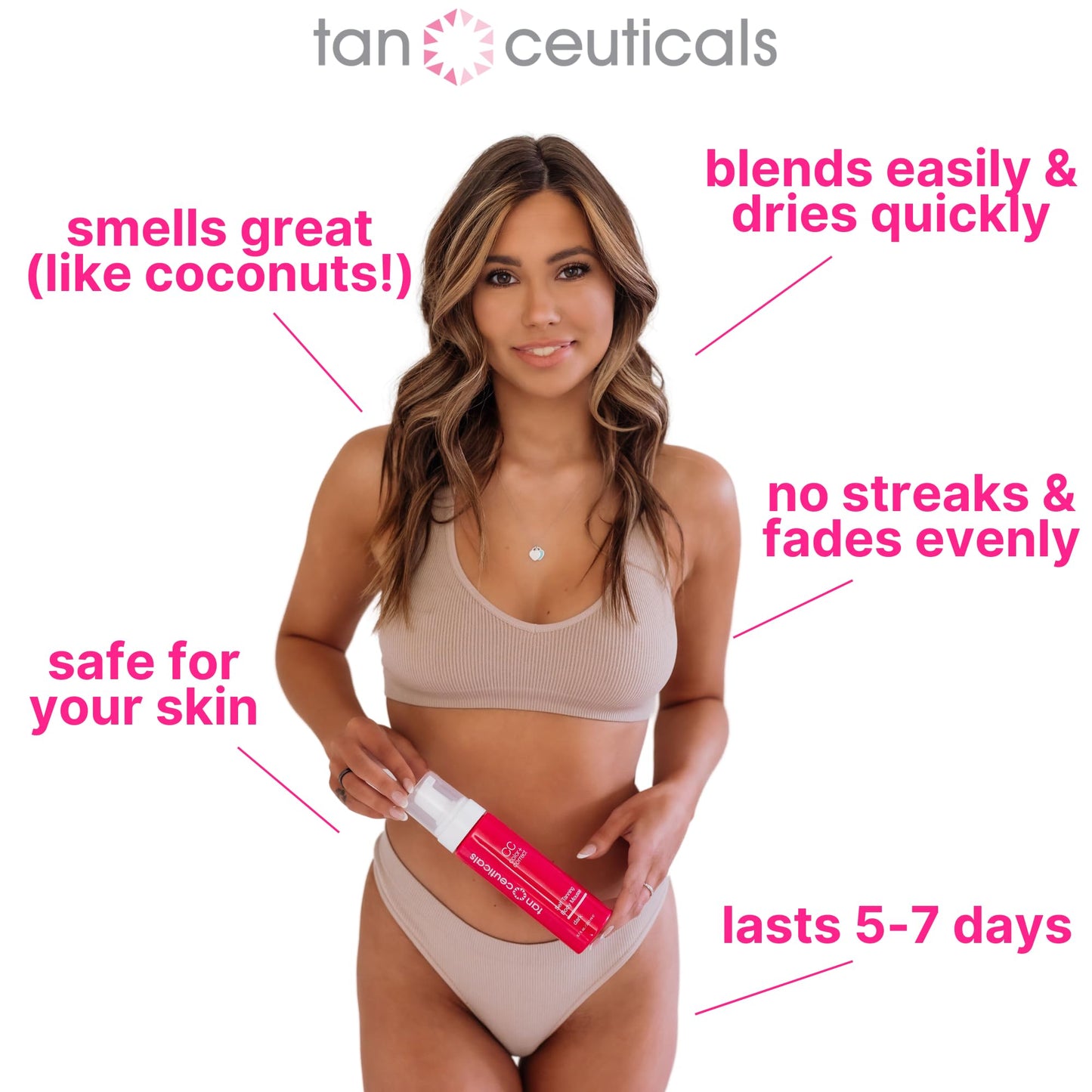 Tanceuticals CC Self Tanning Body Mousse - Dark Self Tanner - Color Correcting & Natural-Looking - Healthy Ingredients & Fresh Coconut Scent Give Instant, Long-Lasting Sunless Tan - 6.7 oz (Dark)