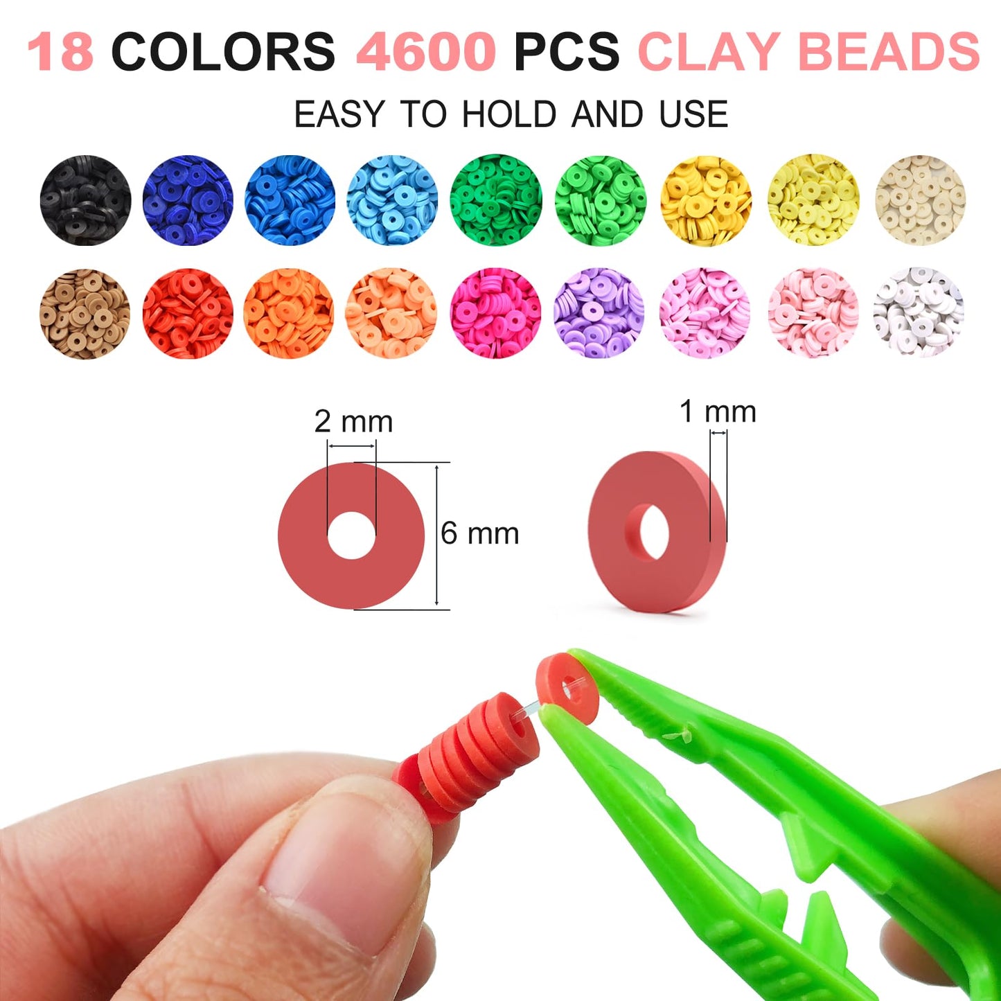 Redtwo 5100 Clay Beads Bracelet Making Kit, Flat Preppy Beads for Friendship Jewelry Making,Polymer Heishi Beads with Charms Gifts for Teen Girls Crafts for Girls Ages 8-12