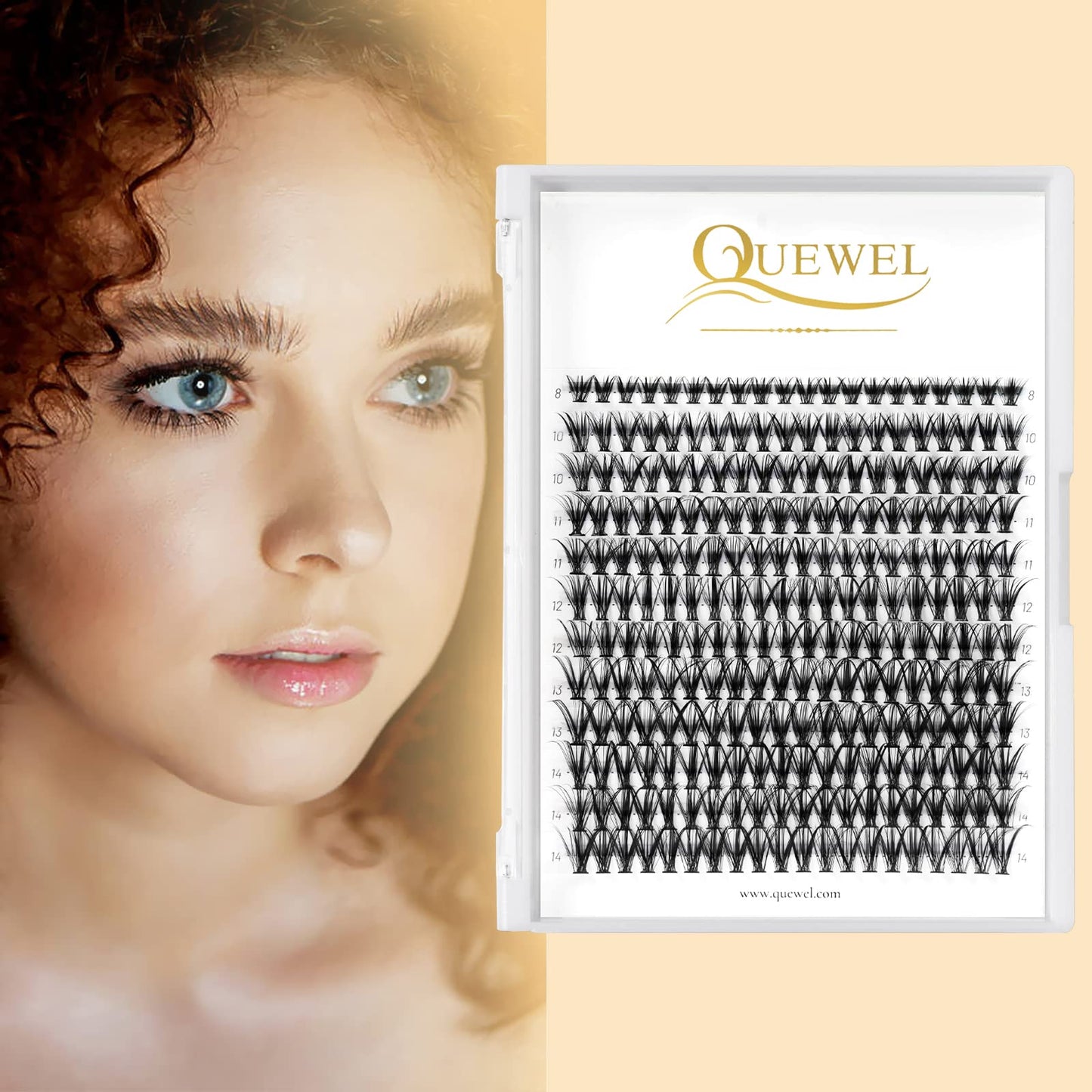 QUEWEL Lash Clusters 240Pcs Cluster Lashes 30D 0.07D Curl Mix8-14mm Individual Lashes Soft&Comfortable DIY Eyelash Extension at Home(30D 0.07D MIX8-14)