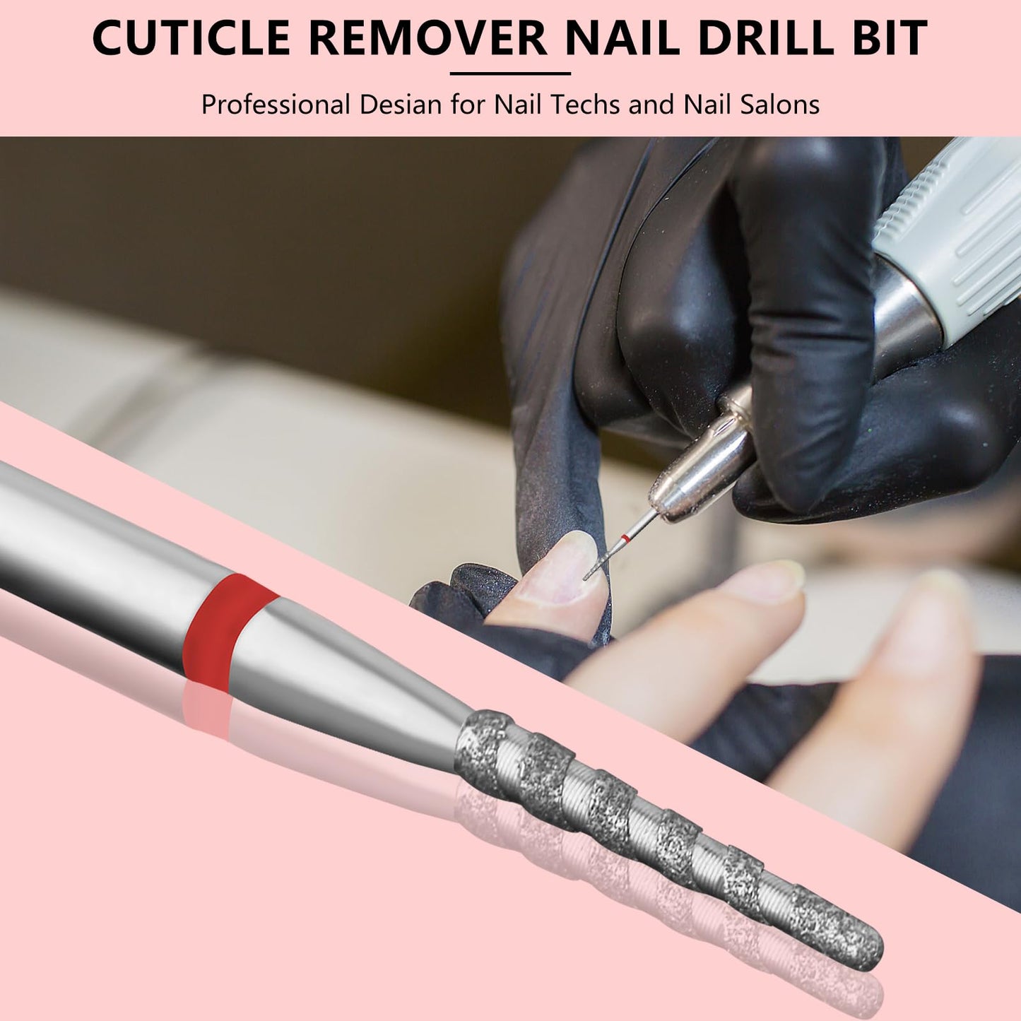 C12rtive Nail Drill Bits Diamond Carbide Spiral Needle Cuticle Remover Bit,3/32" Shank,Threaded Professional Diamond Carbide Nail Drill Bit for Acrylic Gel Nails,Home Salon & DIY(Fine)