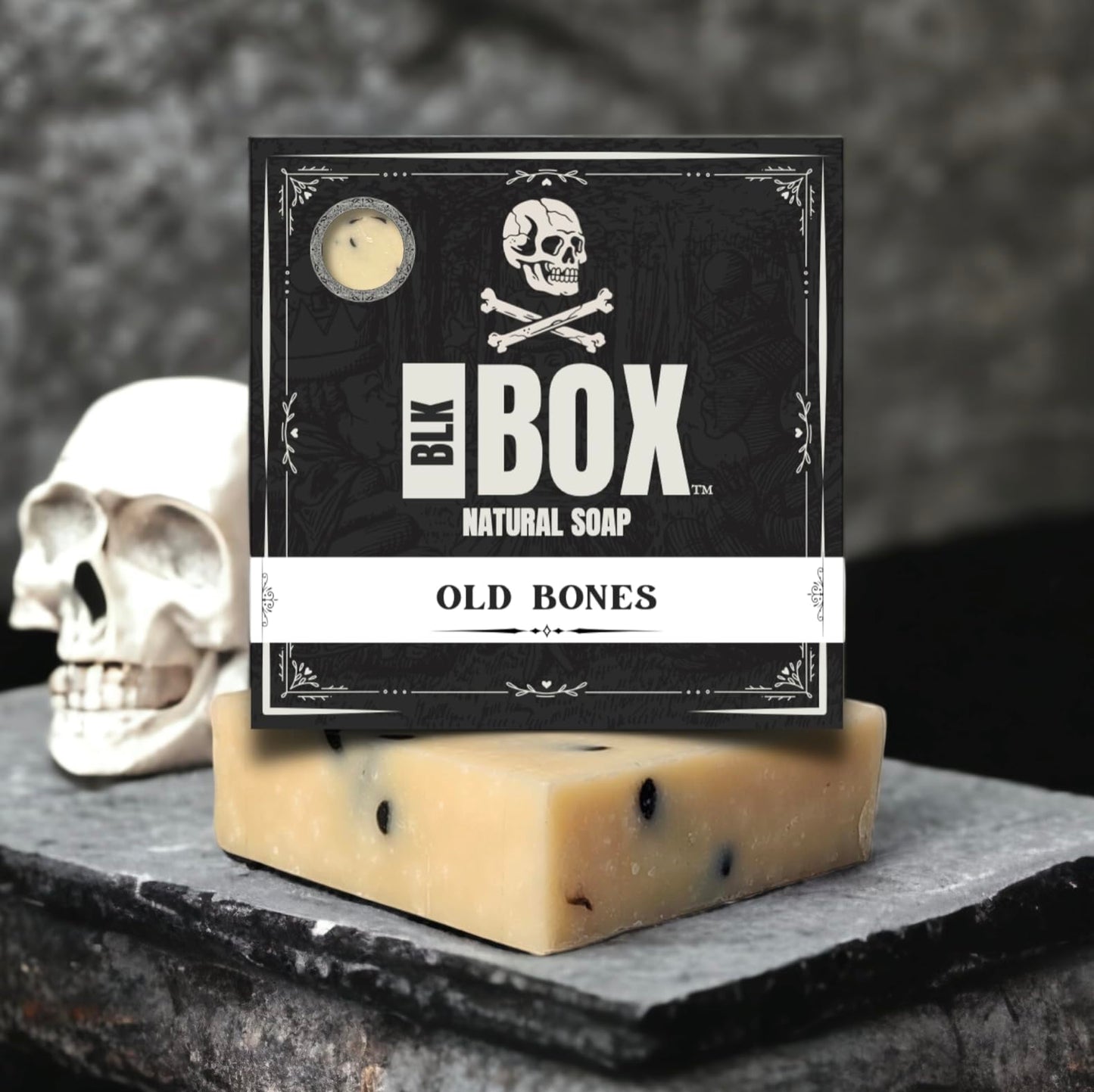 Black Box USA MADE 5oz Men's Natural Bar Soap Made from Natural Oils - Exfoliating Handmade Cold Process Soap No Harsh Chemicals, Cedarwood Tea Tree Activated Charcoal (OLD BONES)