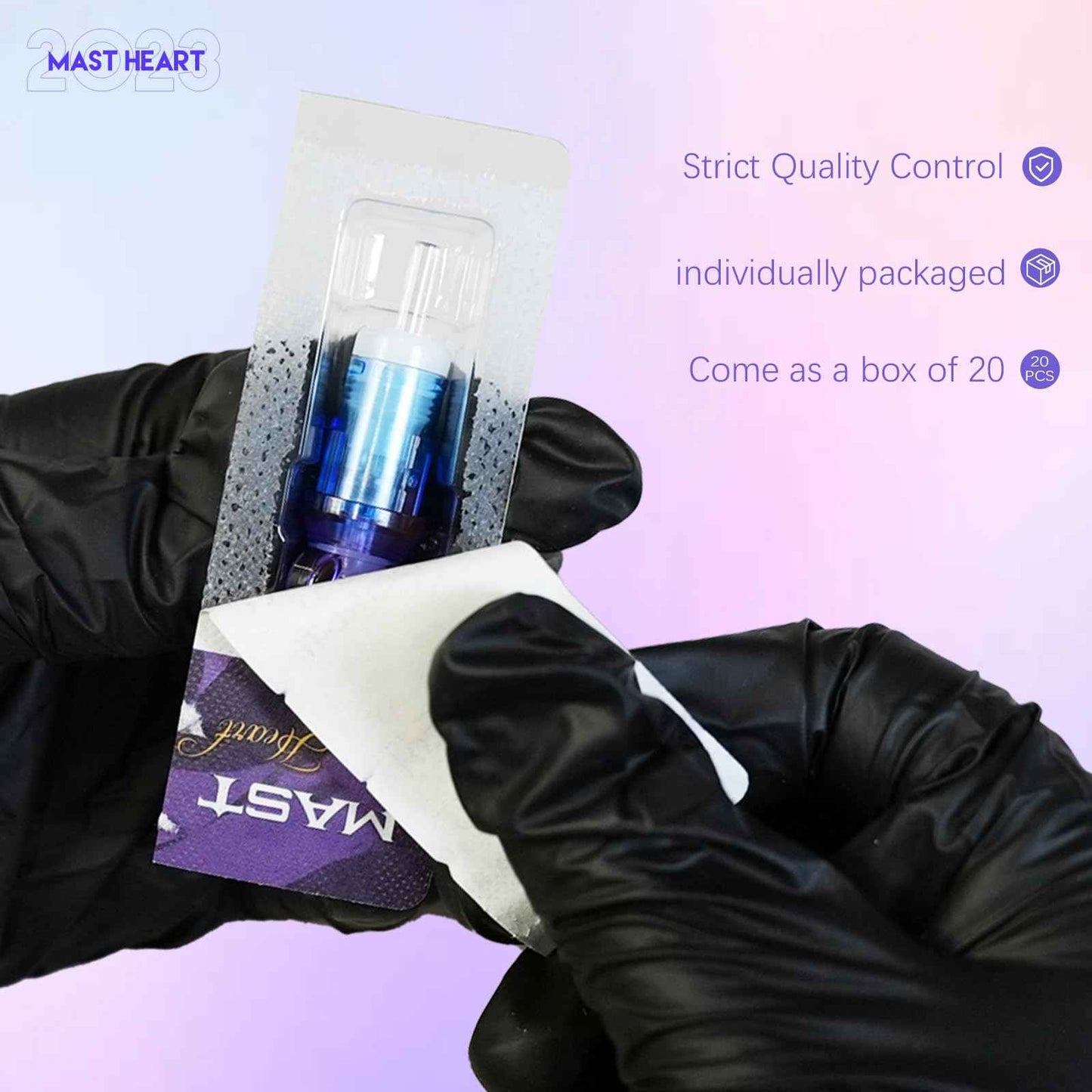 Mast Heart Tattoo Needles Cartridges 20Pcs Disposable 0801RLT Round Liner Long Tips for Precision & Style