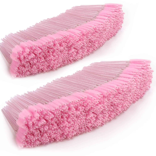 Tbestmax 2000 Disposable Mascara Wands Eyelash Brush Spoolies for Eyebrow Eye Lash Extension Pink