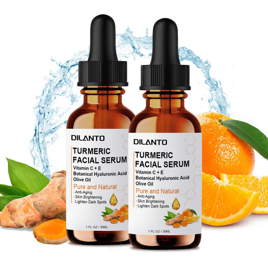 Turmeric Dark Spot Corrector Serum, DILANTO Turmeric serum Anti-Aging Face Serum with Vitamin C & Botanical Hyaluronic Acid, Hydrating for All Skin Types (2 Pack)