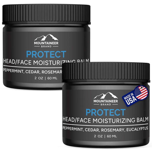 Mountaineer Brand Natural Moisturiser with Fresh & Natural Scent | Bald Head Care for Men | Non-Greasy Scalp and Face Balm | Made in West Virginia | Protect | 2 Pack | 2oz
