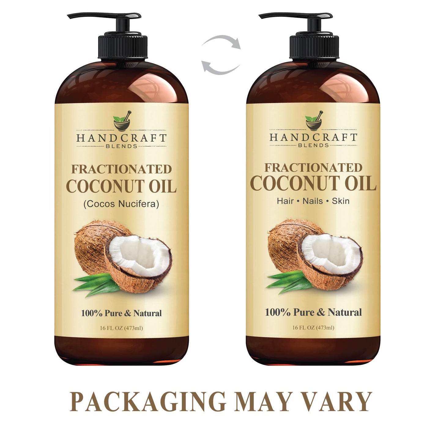 Handcraft Blends Fractionated Coconut Oil - 16 Fl Oz - 100% Pure and Natural - Premium Grade Oil for Skin and Hair - Carrier Oil - Hair and Body Oil - Massage Oil - Hair Tonic