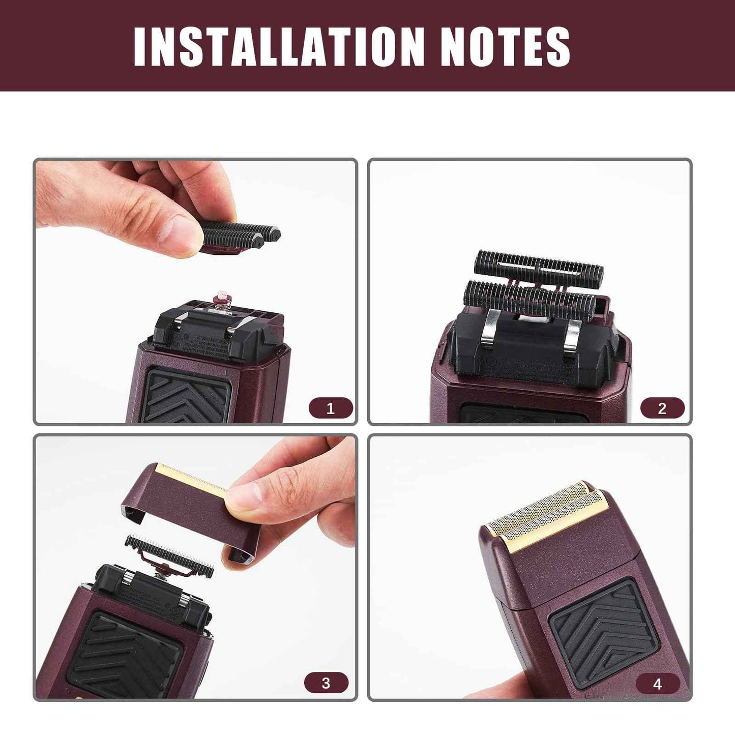 Pro 5 Star Series Finale Shaver Replacement Foil and Cutter Bar Assembly Compatible with wahl Shaver Model 7031-100/7043-100-For Men's Shaving- 3Pcs Red