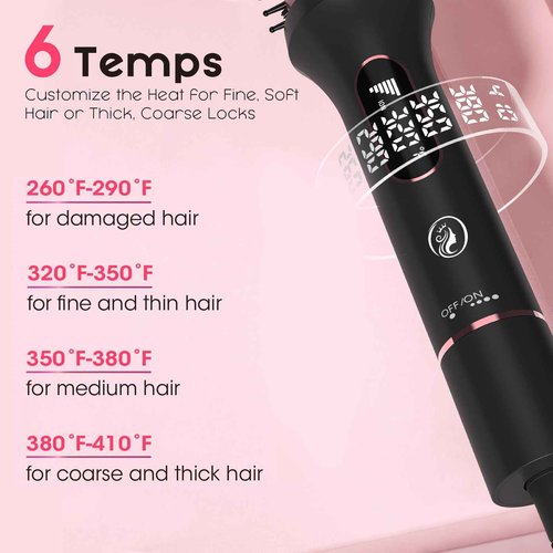 CINOSTAR Heated Round Brush for Blowout Look Volumizer, 1.5 inch Styler Tool, 6 Temps Ionic Thermal Brush, Fast Heating, Dual Voltage for Travel, Purple