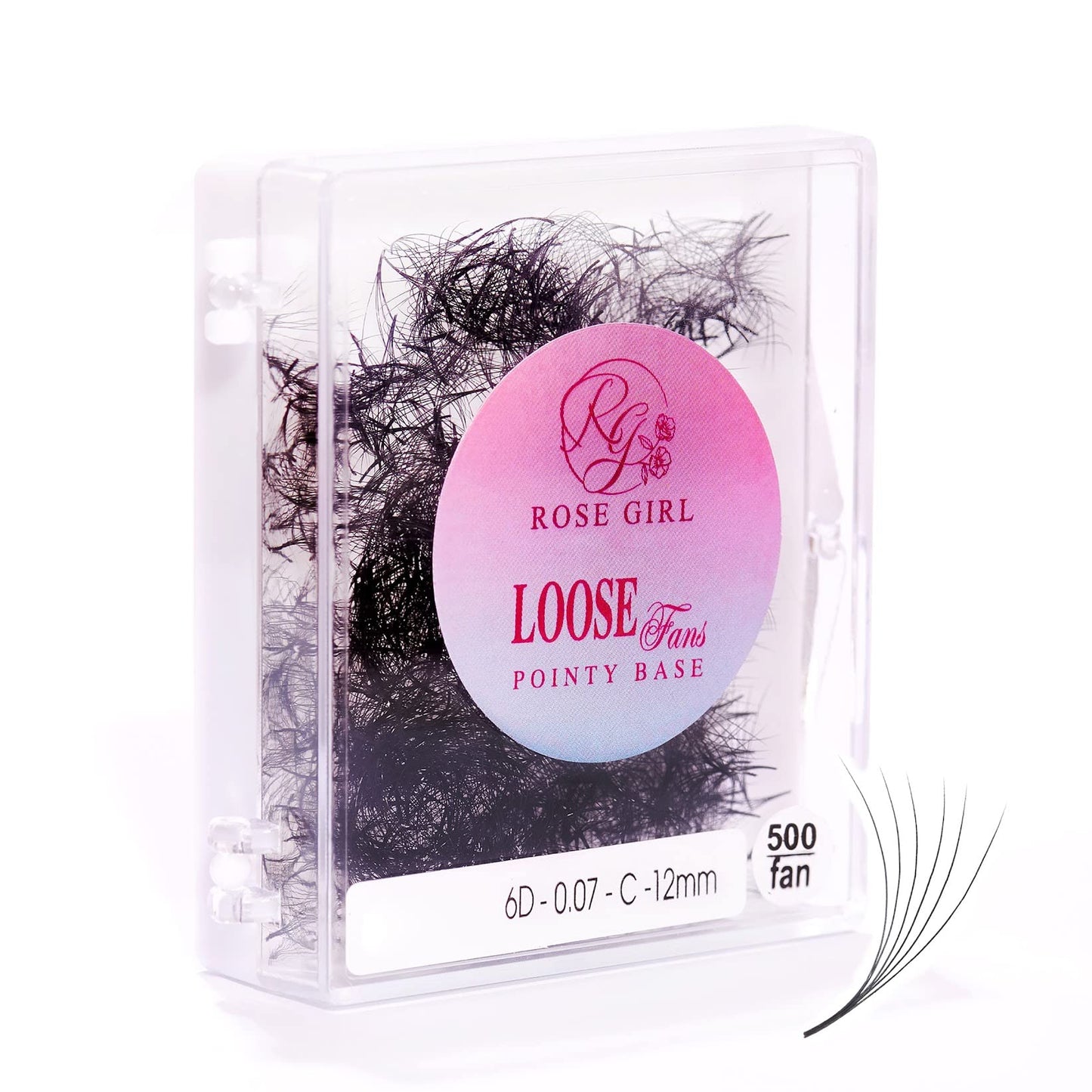 ROSE GIRL Loose Promade Fans - Natural Look Handmade Volume Eyelashes From 3D To 16D - C CC D DD Curl - False Lashes Extensions - Thickness 0.03~0.1 mm - 8~20 mm Length(6D-0.07-CC (10mm))