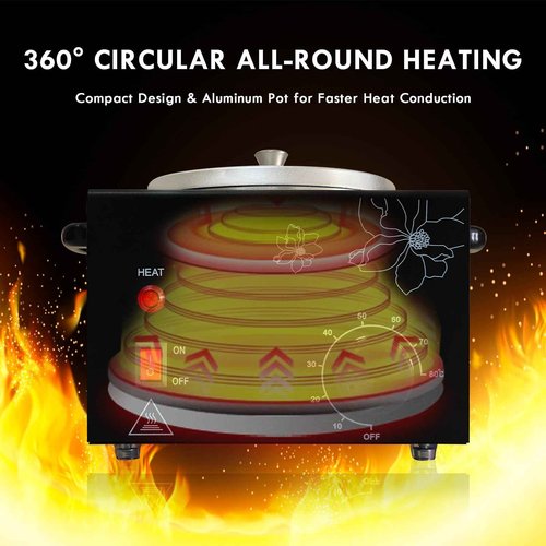 FHATSJ Professional Wax Warmer with Adjustable Temperature for Hair Removal - Electric Melted Wax Beads Heater for Women (Black Single Pot)