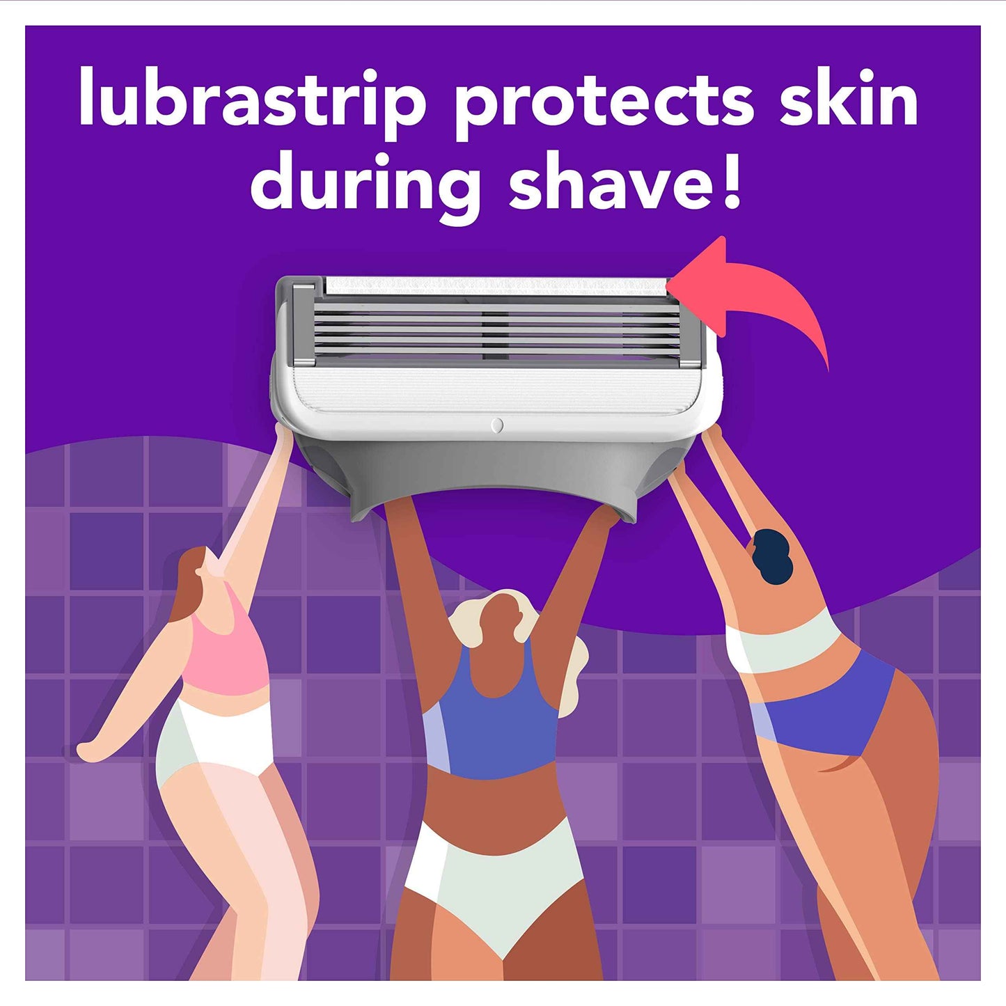 joy Womens Razor Blade Refills, 12 Count, Purple, Lubrastrip to Help Avoid Skin Irritation