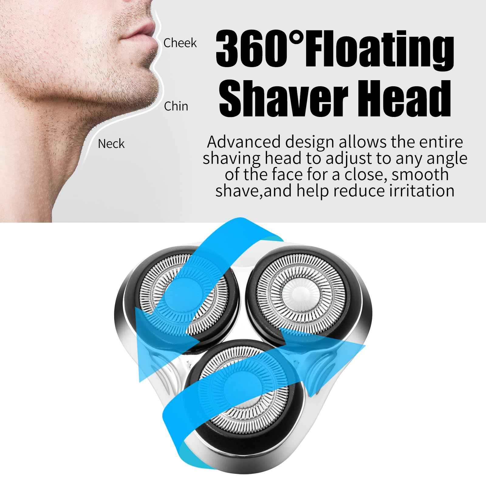 Universal Rotary Replacement Shaver Head,Compatible with Remington Shaver Series,for R3,R4,R5,R6,R7,R8,SP-3141 and SP-5161 Foils/Blades (Silver(1 Count))