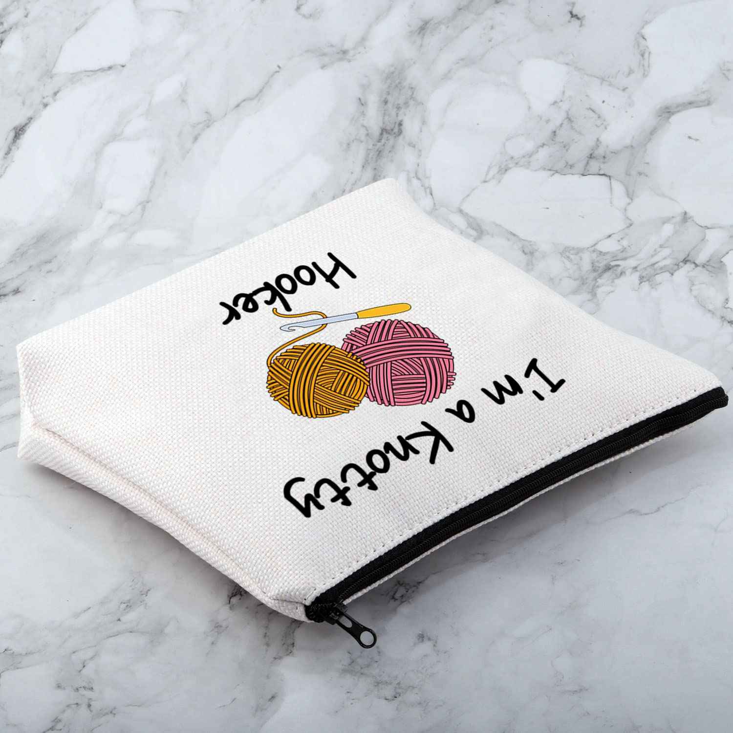 MNIGIU Yarn Crocheter Gift Funny Crochet Cosmetic Bag Crocheting Bag I'm A Knotty Hooker Knitter Gift