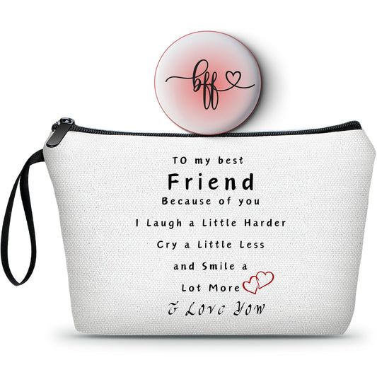 KONSOM Friends Gifts,Gifts for Friends,Sister Birthday Gift Ideas,Besties Gifts for Women,Makeup Bag with Mirror,Women Birthday Gift Ideas,Unique Gifts for Women,Funny Gifts