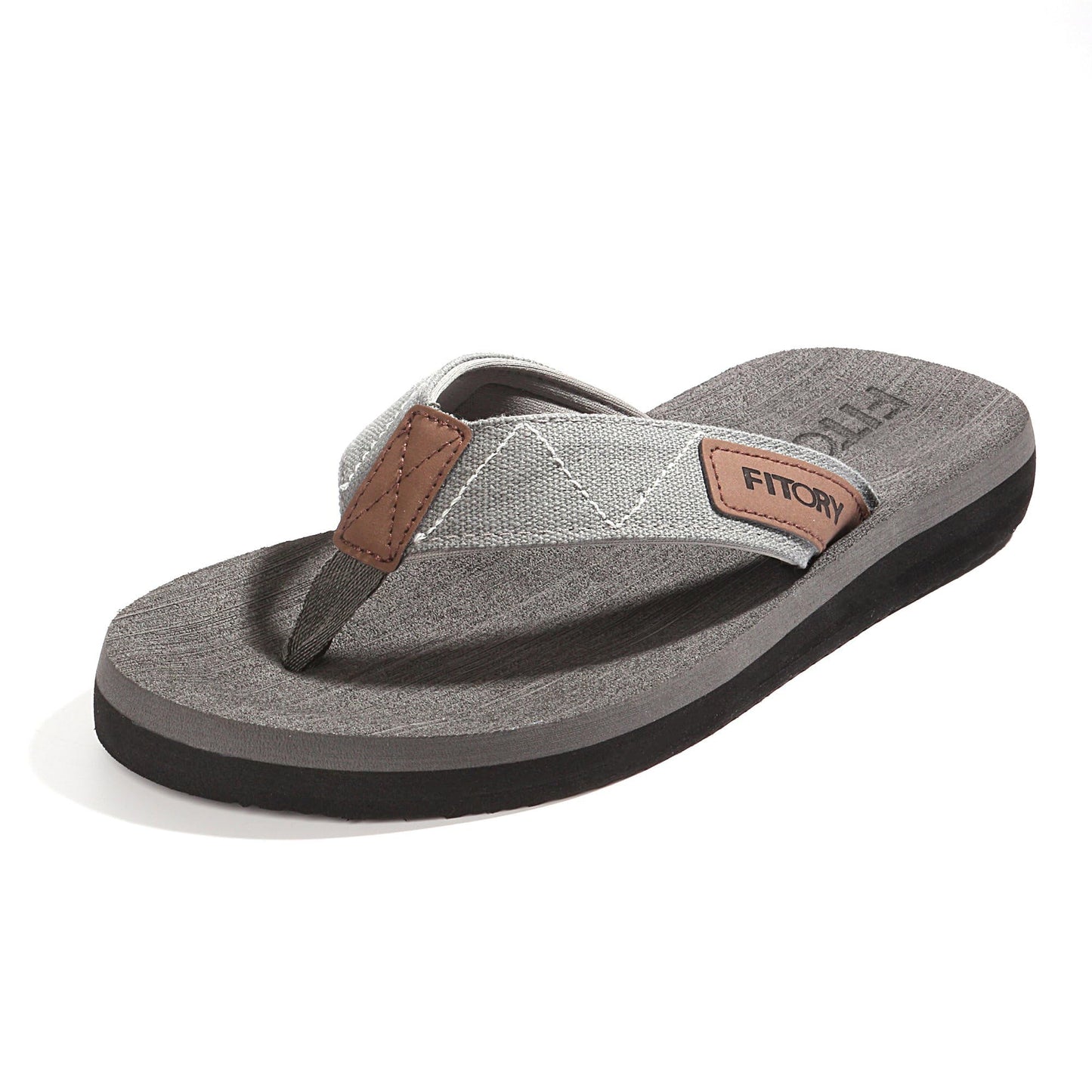 FITORY Men's Flip-Flops, Thongs Sandals Comfort Slippers for Beach Gray Size 6