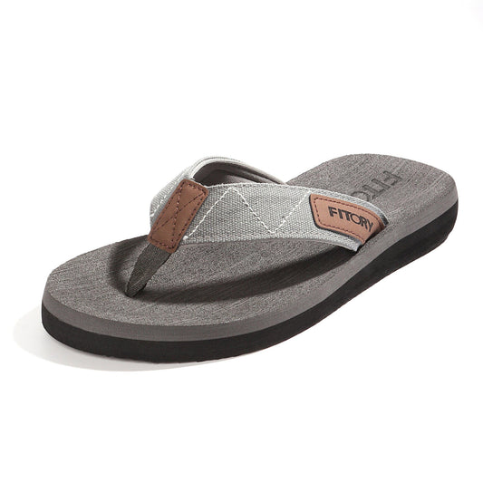 FITORY Men's Flip-Flops, Thongs Sandals Comfort Slippers for Beach Gray Size 6