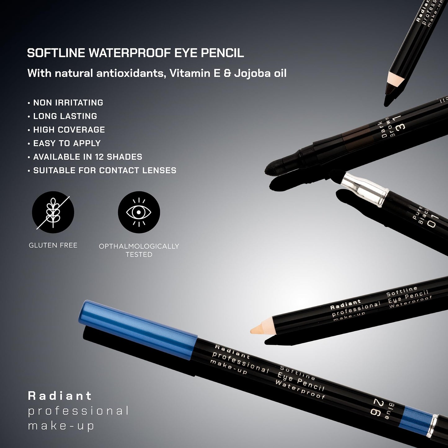 Radiant Professional Softline Waterproof Eye Liner Pencil with Smudging Tool - Long Lasting Under Eyeliner Pencil for Women, For the Perfect Smoky Eye, Purple (22)