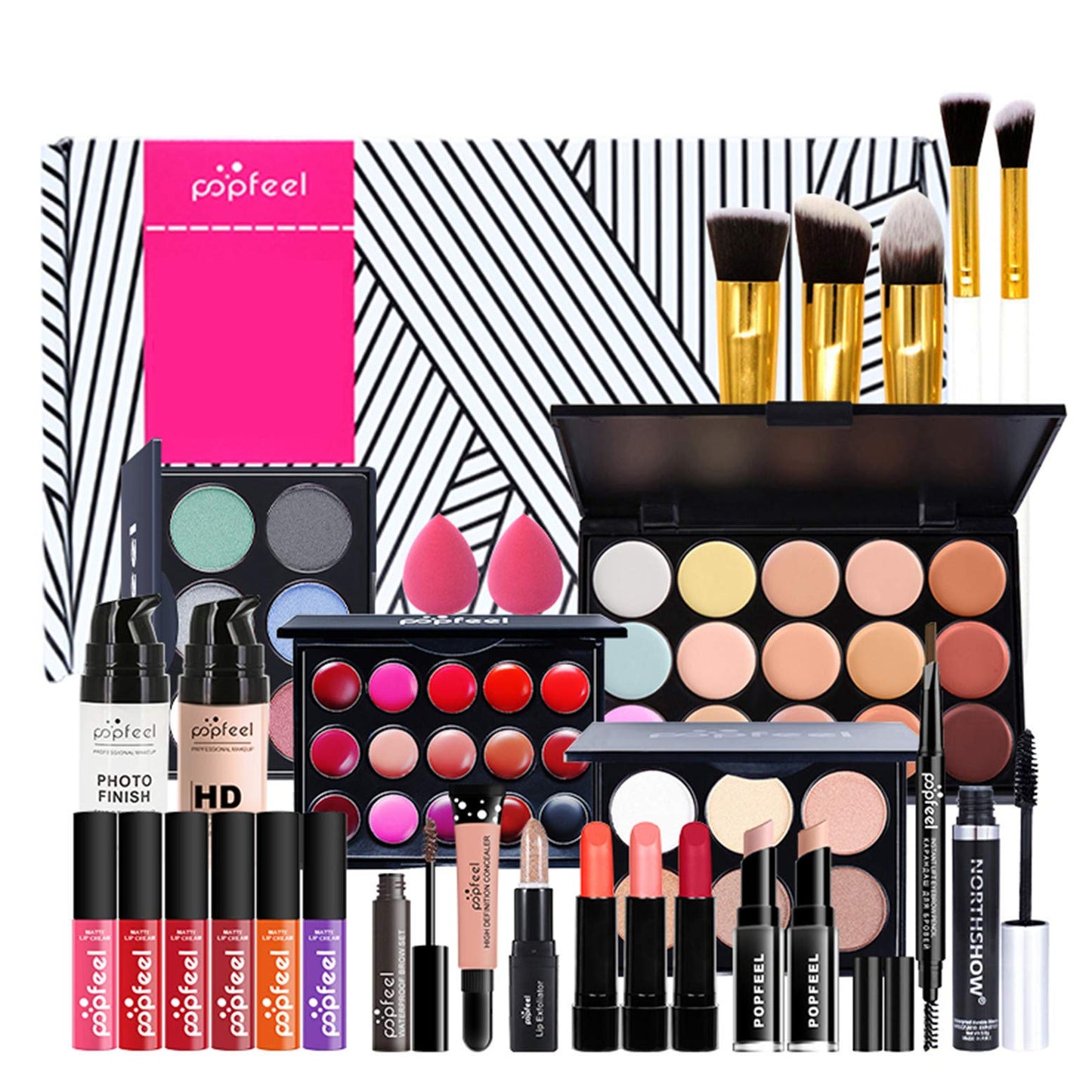 FantasyDay All-in-one Makeup Set Holiday Gift | Full Makeup Kit for Women Essential Starter Bundle Include Eyeshadow Palette Lipstick Blush Cream Concealer Face Powder Eyeliner Mascara Lipgloss Brush