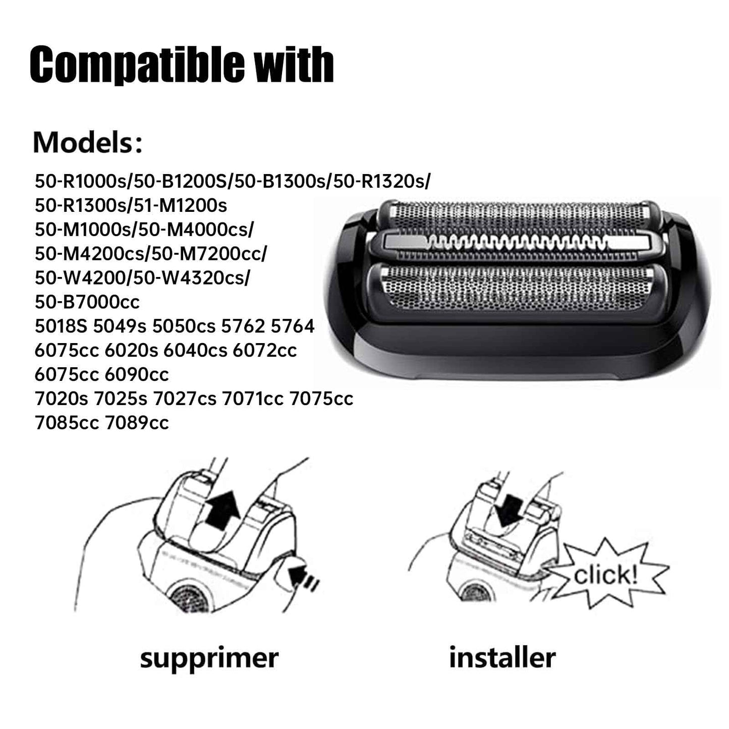 S5 Replacement Shave Head 53B Foil & Cutters Compatible with Series 5 Electric Razors for S6 5762, 5764, 6075cc, 6020s, 6040cs