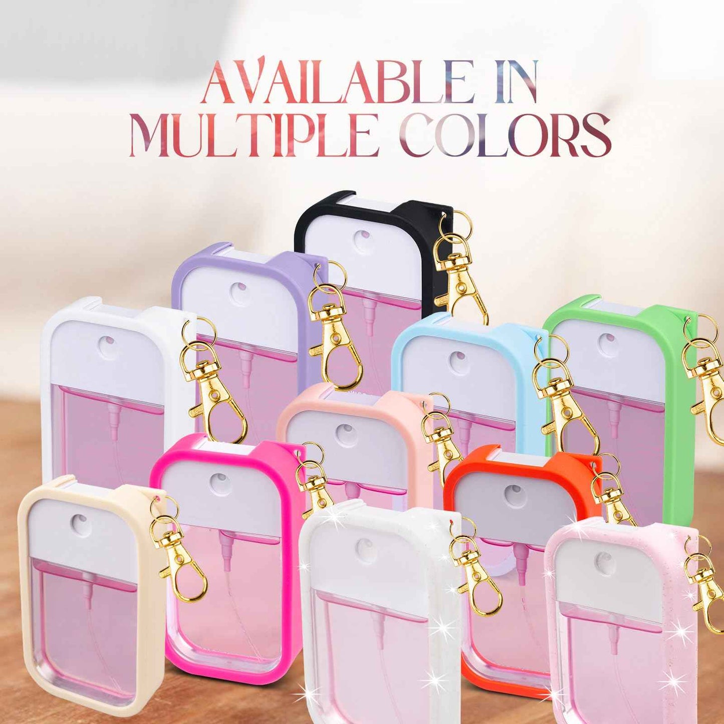 COCGVEL Silicone Case Compatible with Touchland Hand Sanitizer Spray, Protective Case with Keychain for Power Mist and Glow Mist 1 fl oz, Hand Sanitizer Spray Accessory (Colourful 1, 3 Pack)