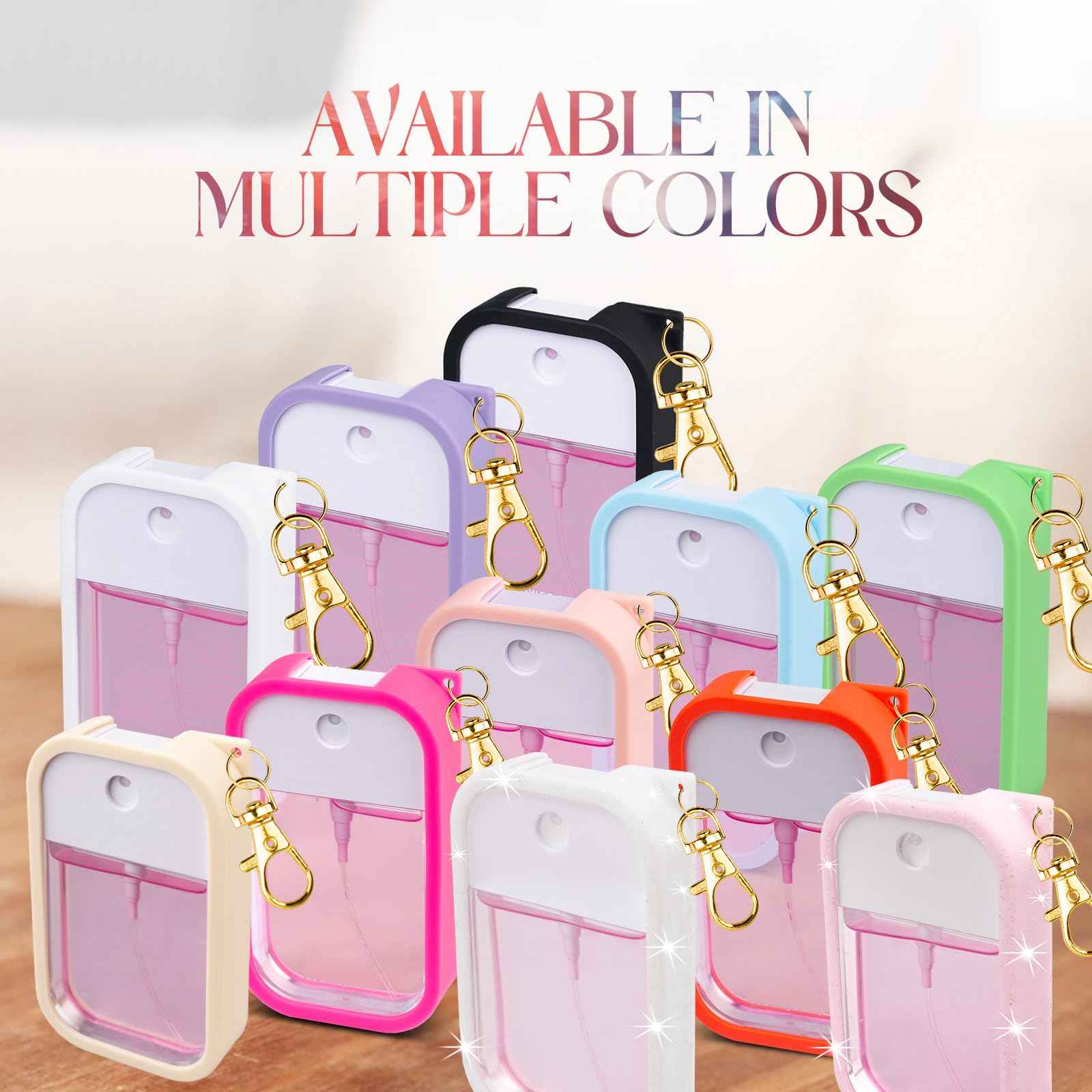 COCGVEL Silicone Case Compatible with Touchland Hand Sanitizer Spray, Protective Case with Keychain for Power Mist and Glow Mist 1 fl oz, Hand Sanitizer Spray Accessory (Colourful 1, 3 Pack)