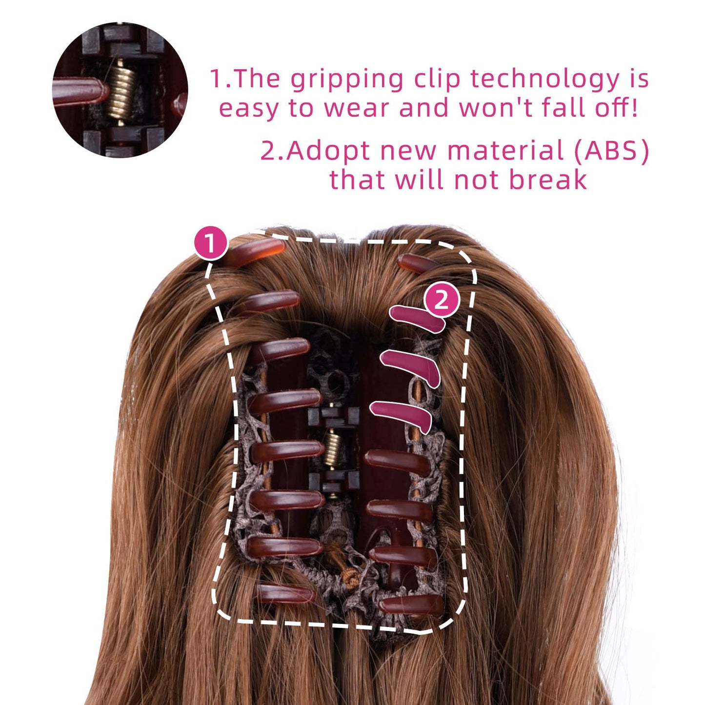 SYXLCYGG Clip Ponytail Claw Clip Brown Pony tails Extension Wavy 14" 4.3 OZ Synthetic Fake Hair pieces Women Easy To Use Like Real Hair Yaki Fluffy