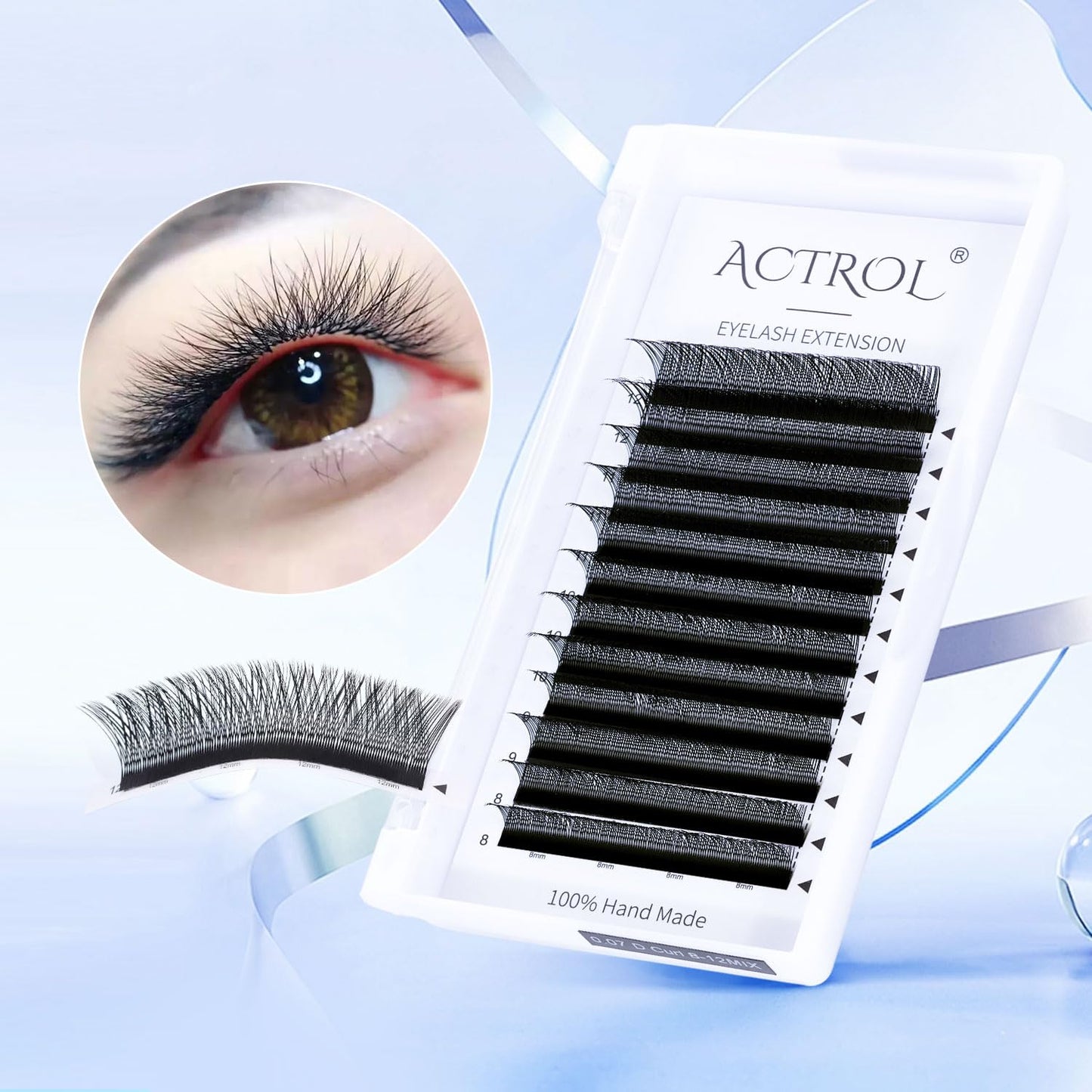 ACTROL YY Eyelashes Extension Lashes Black C Curl 0.05mm 8-12mm Mix Lash Volume Extension Easy Fans Y Shaped Premade Soft Eyelashes Supply