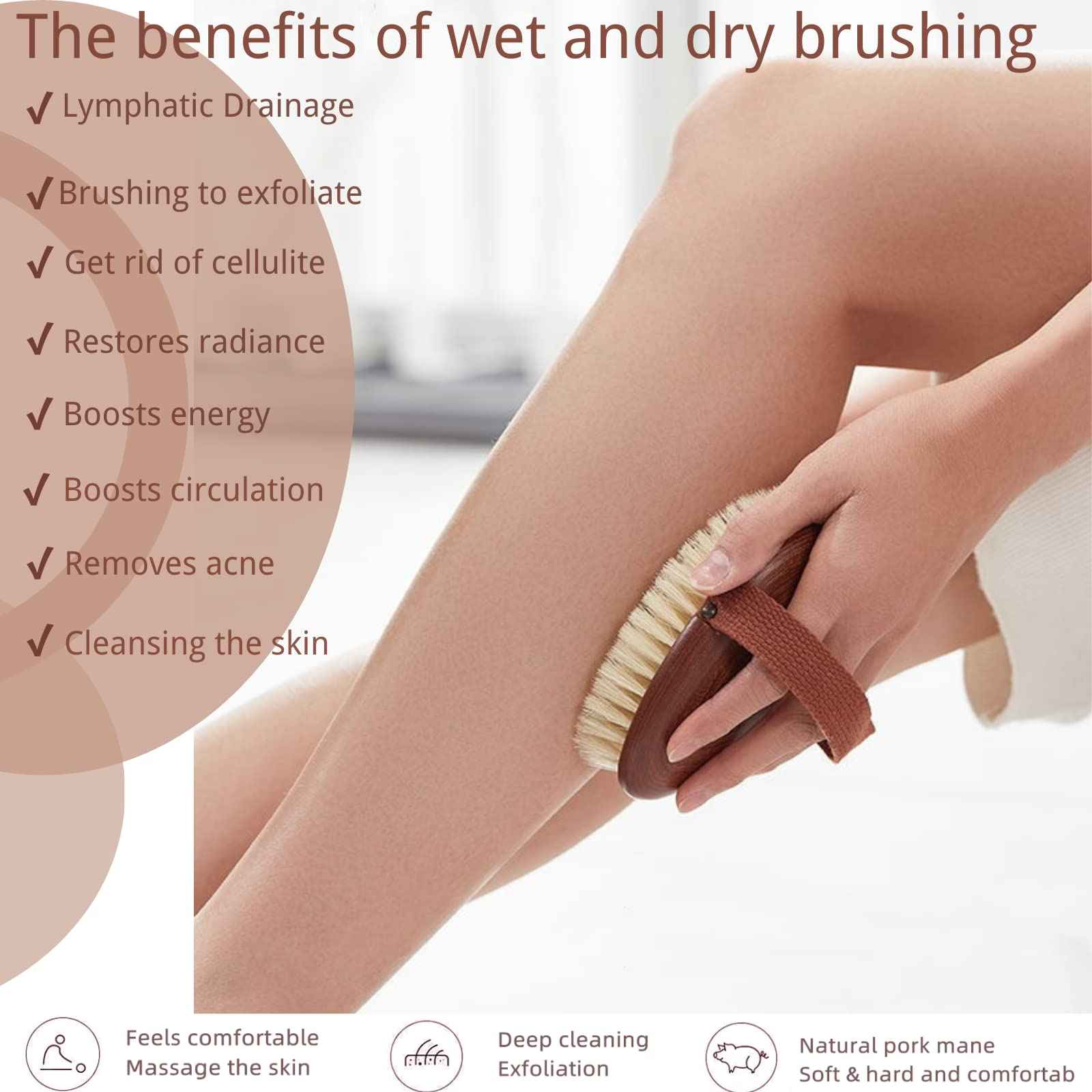 Premium Dry Brushing Body Brush for Glowing Skin Exfoliating Shower Brush for Silky Smooth Results Portable Dry/Wet Exfoliator Brush Removes Dead Skin and Cellulite Ultimate Comfort and Effectiveness
