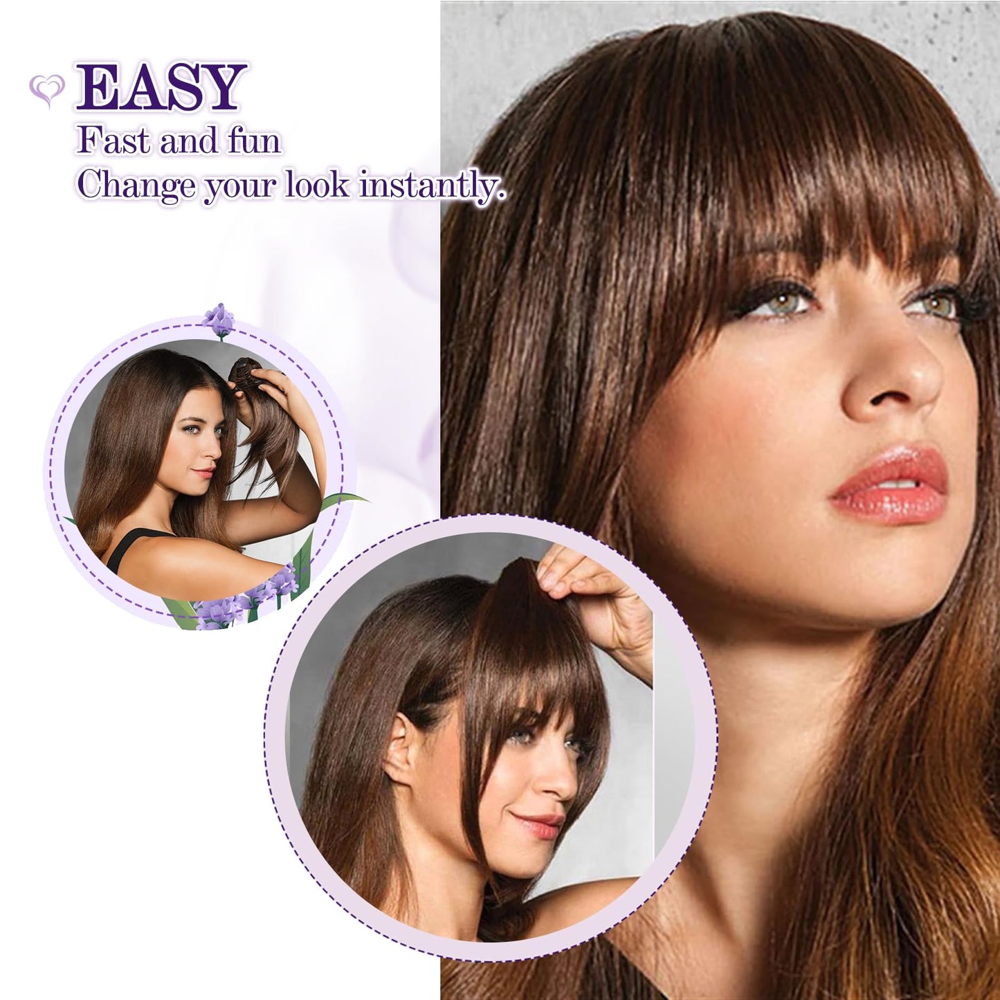 Earfodo Clip in Bangs 100% Human Hair Extensions Fake Bangs Hair Clip on Bangs for Women Clip in Hairpieces Wispy Fringe Bangs for Daily Wear(4.5 * 6,Dark Brown)